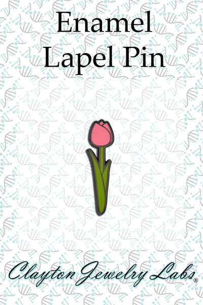 Tulip Flower with Stem Hard Enamel Pin