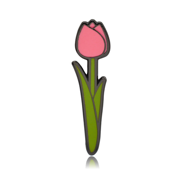 Tulip Flower with Stem Hard Enamel Pin