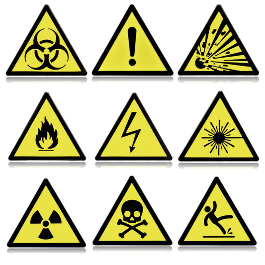Warning Sign Enamel Pin Set of 9