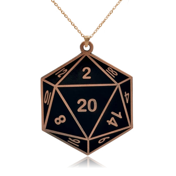 XL D20 Dice Double Sided Enamel Pendant Necklace | Clayton Jewelry Labs