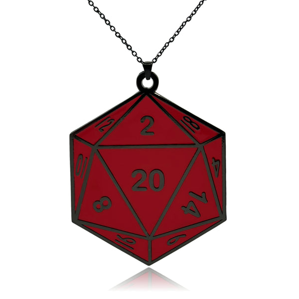 XL D20 Dice Double Sided Enamel Pendant Necklace | Clayton Jewelry Labs