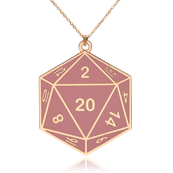 XL D20 Dice Double Sided Enamel Pendant Necklace | Clayton Jewelry Labs