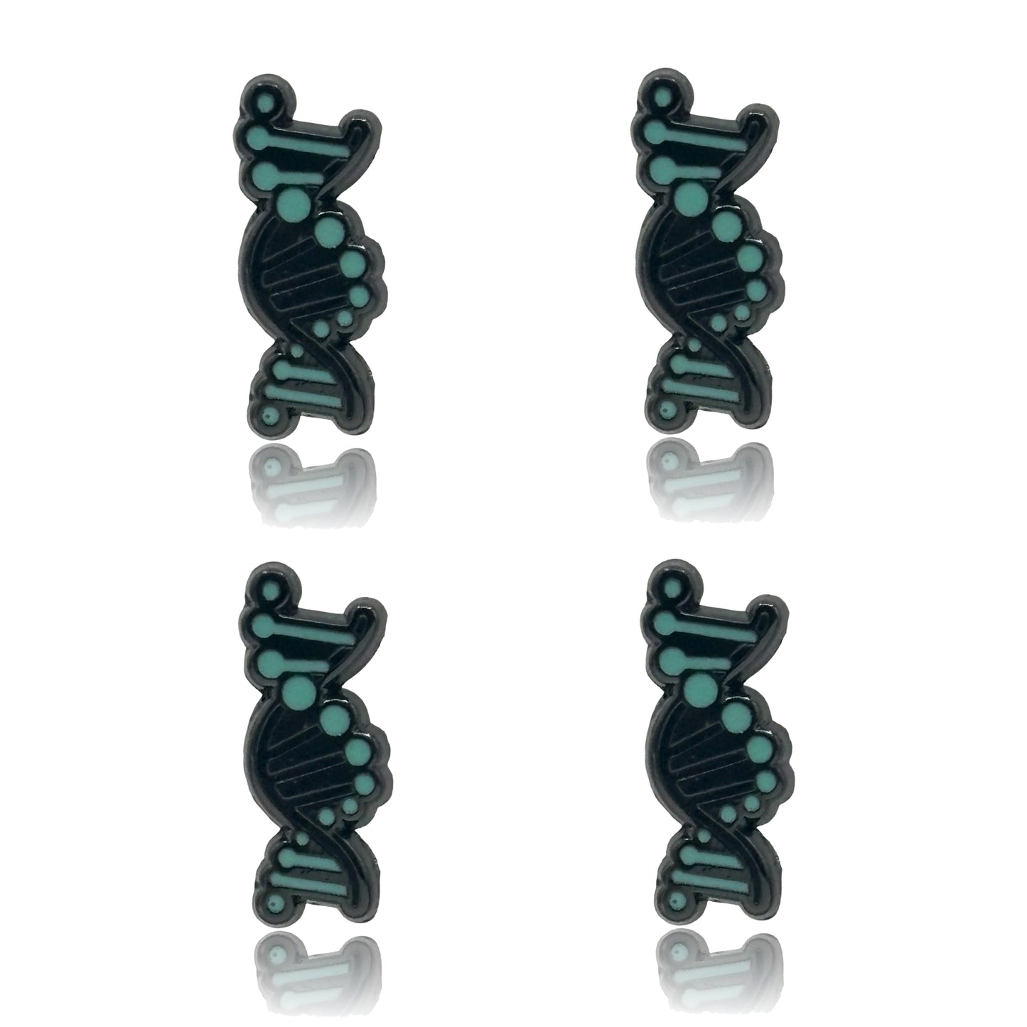 a set of three black and green earrings