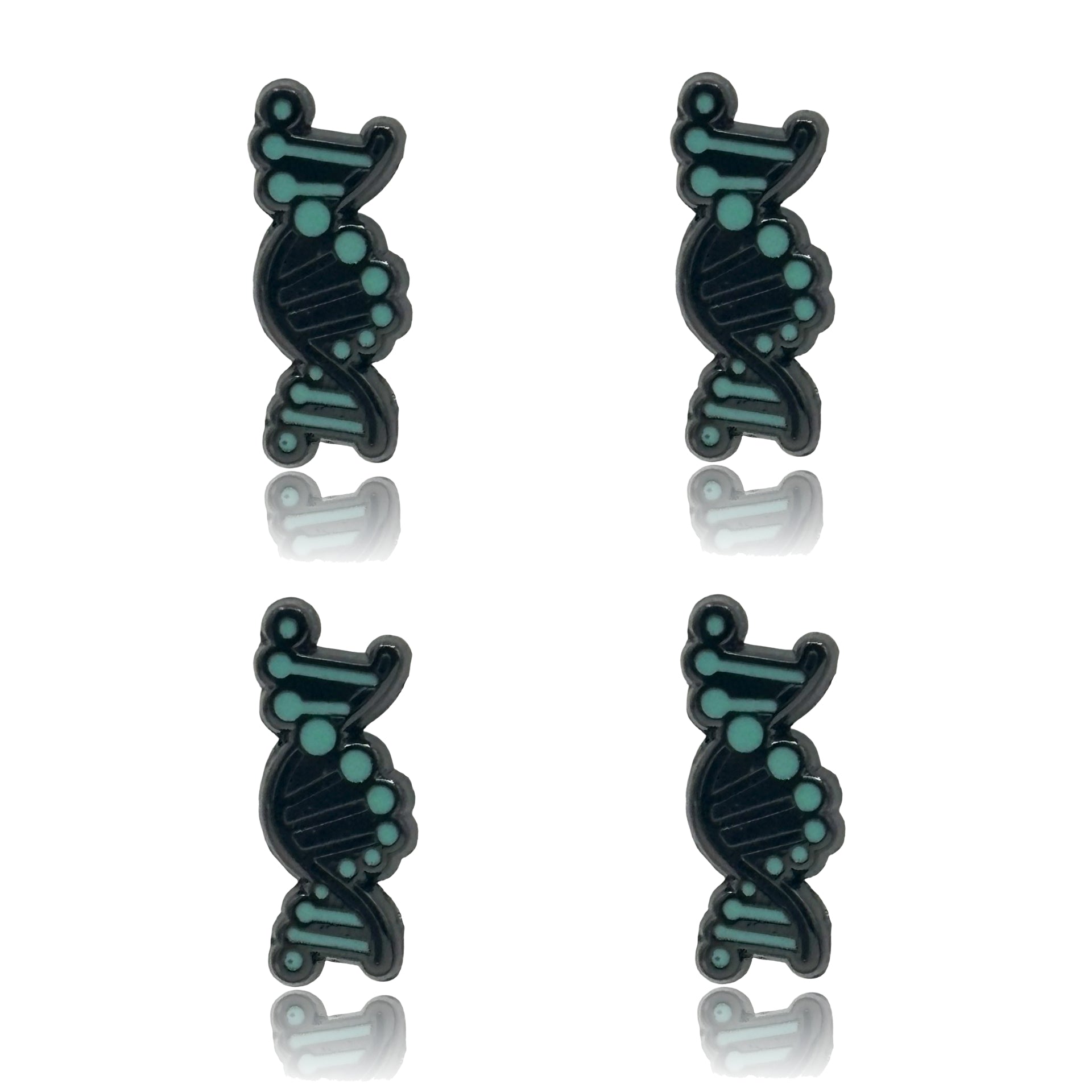 a set of three black and green earrings