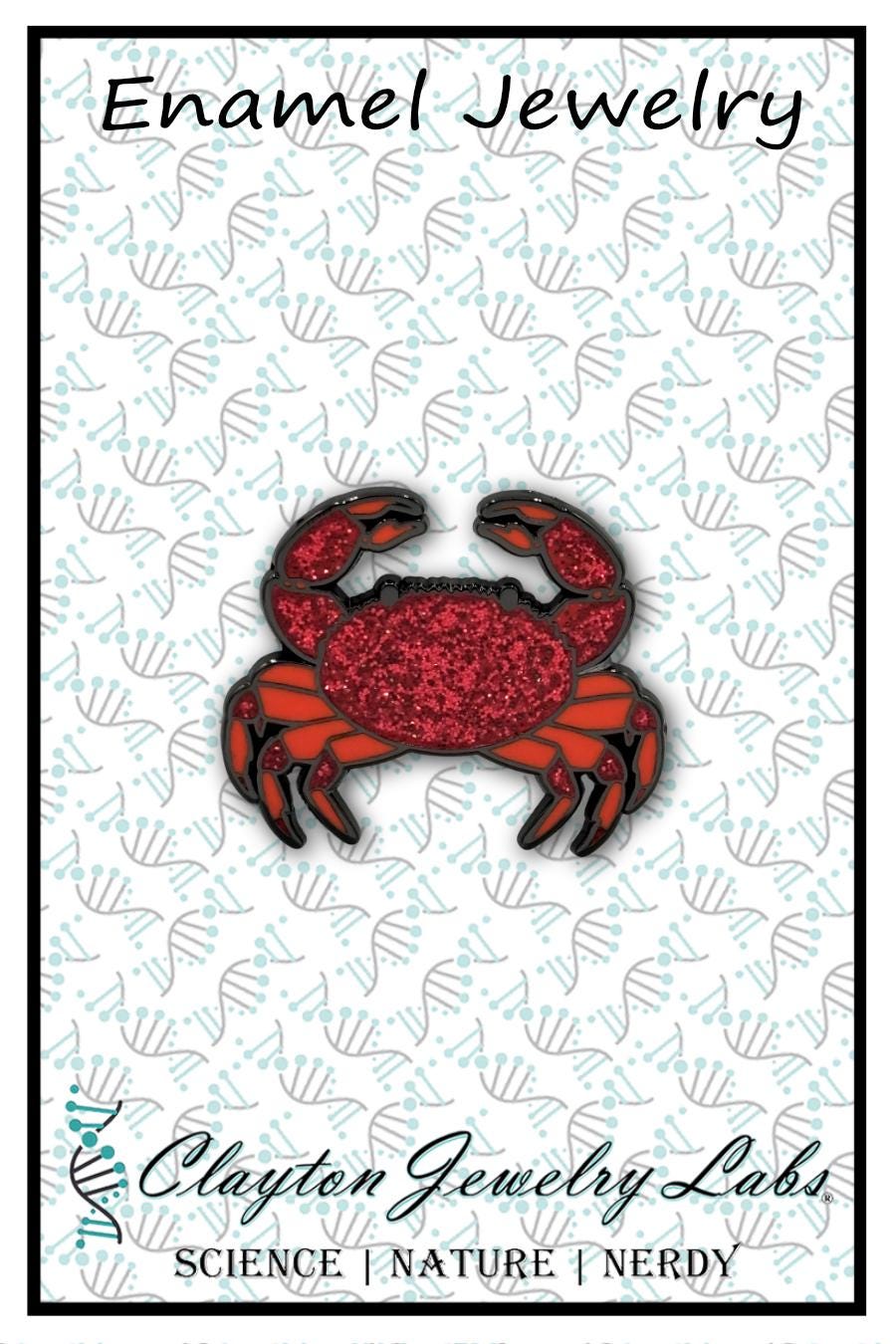 Crab Glitter Enamel Pin - Clayton Jewelry Labs