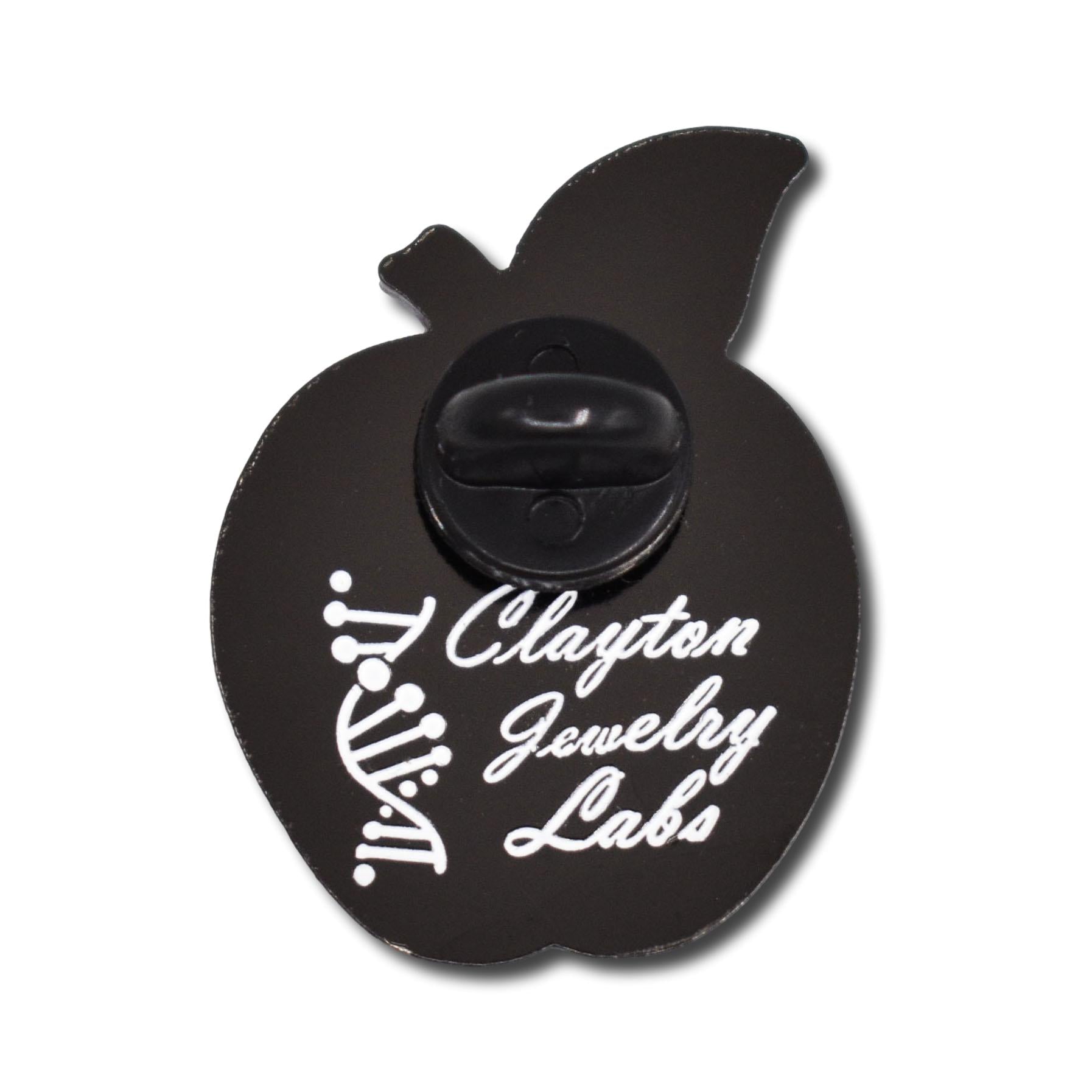 Black Red Apple Hard Enamel Pin | Clayton Jewelry Labs