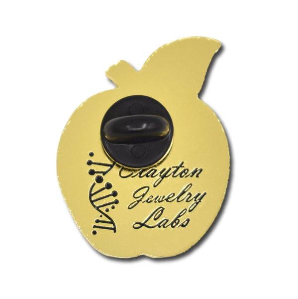 Gold Red Apple Hard Enamel Pin | Clayton Jewelry Labs