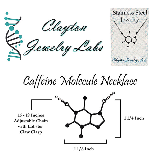 Caffeine Molecule Stainless Steel Necklace