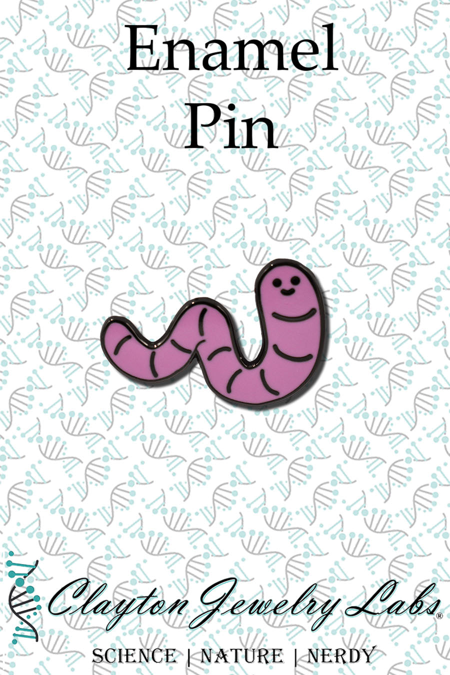 Cartoon Earthworm Hard Enamel Pin | Clayton Jewelry Labs