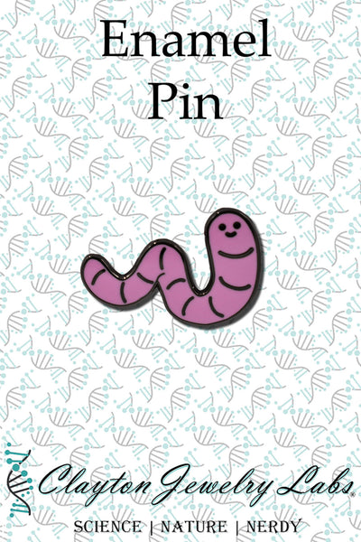 Cartoon Earthworm Hard Enamel Pin | Clayton Jewelry Labs