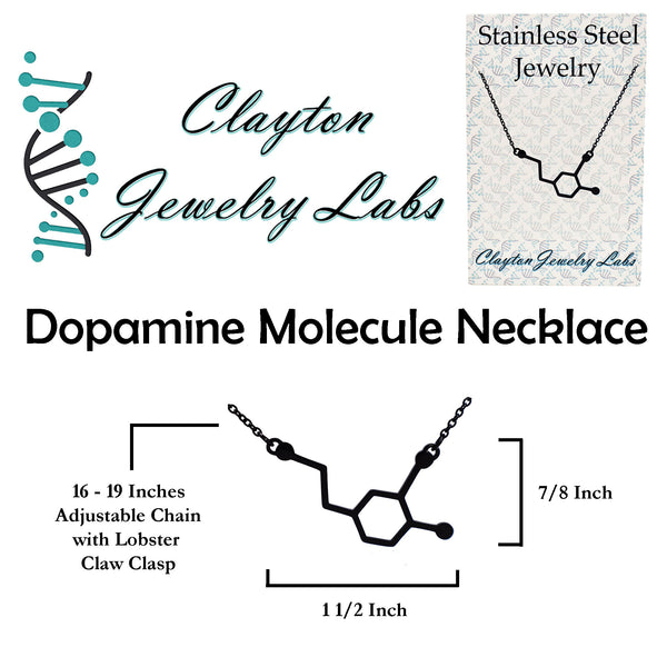 Dopamine Neurotransmitter Molecule Stainless Steel Necklace