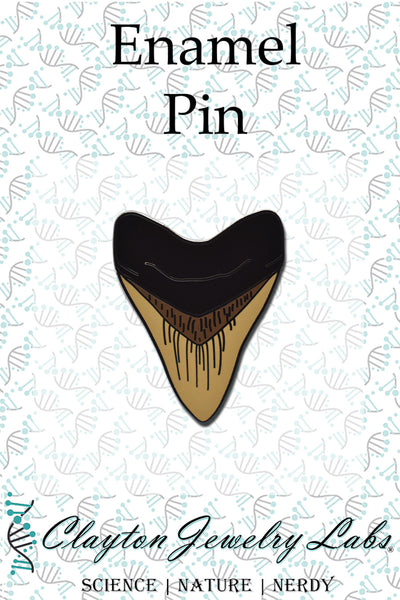 Black Megalodon Shark Tooth Hard Enamel Pin - Clayton Jewelry Labs