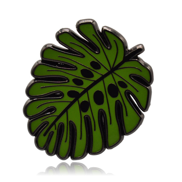 Black Monstera Plant Leaf Hard Enamel Pin - Clayton Jewelry Labs