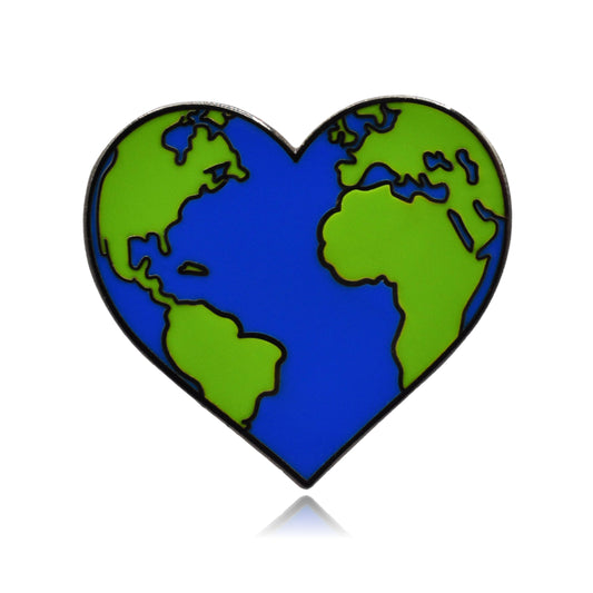 Black Planet Earth Heart Hard Enamel Pin - Clayton Jewelry Labs