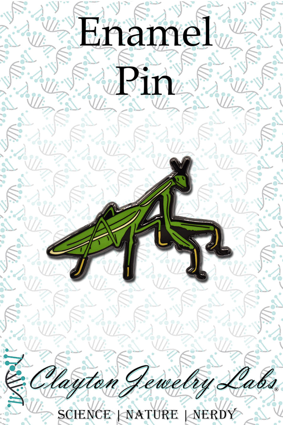 Black Praying Mantis Insect Hard Enamel Pin - Clayton Jewelry Labs