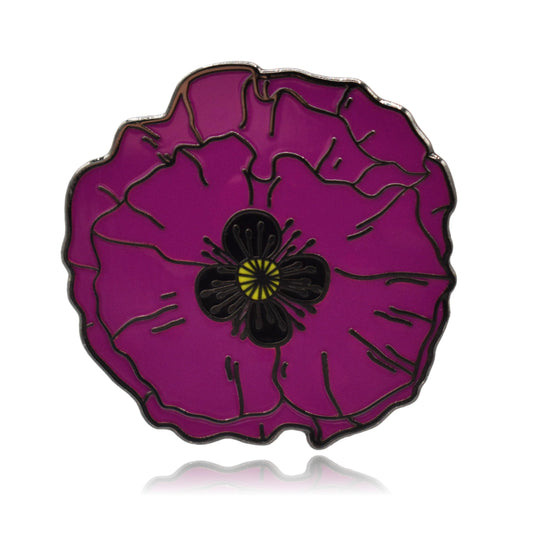 Black Purple Poppy Flower Hard Enamel Pin - Clayton Jewelry Labs