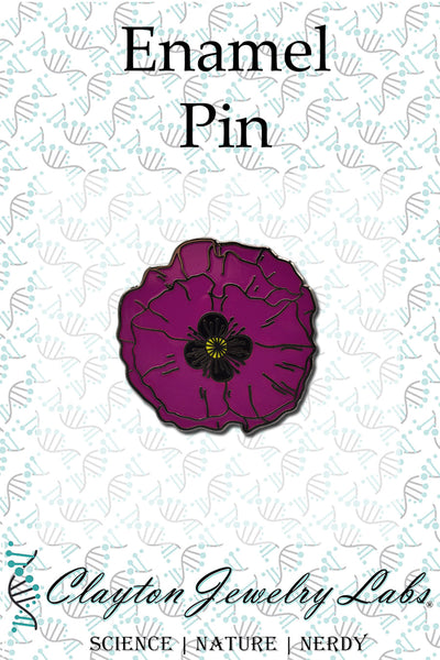 Black Purple Poppy Flower Hard Enamel Pin - Clayton Jewelry Labs