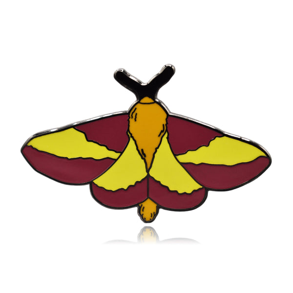 Black Rosie Maple Moth Insect Hard Enamel Pin - Clayton Jewelry Labs