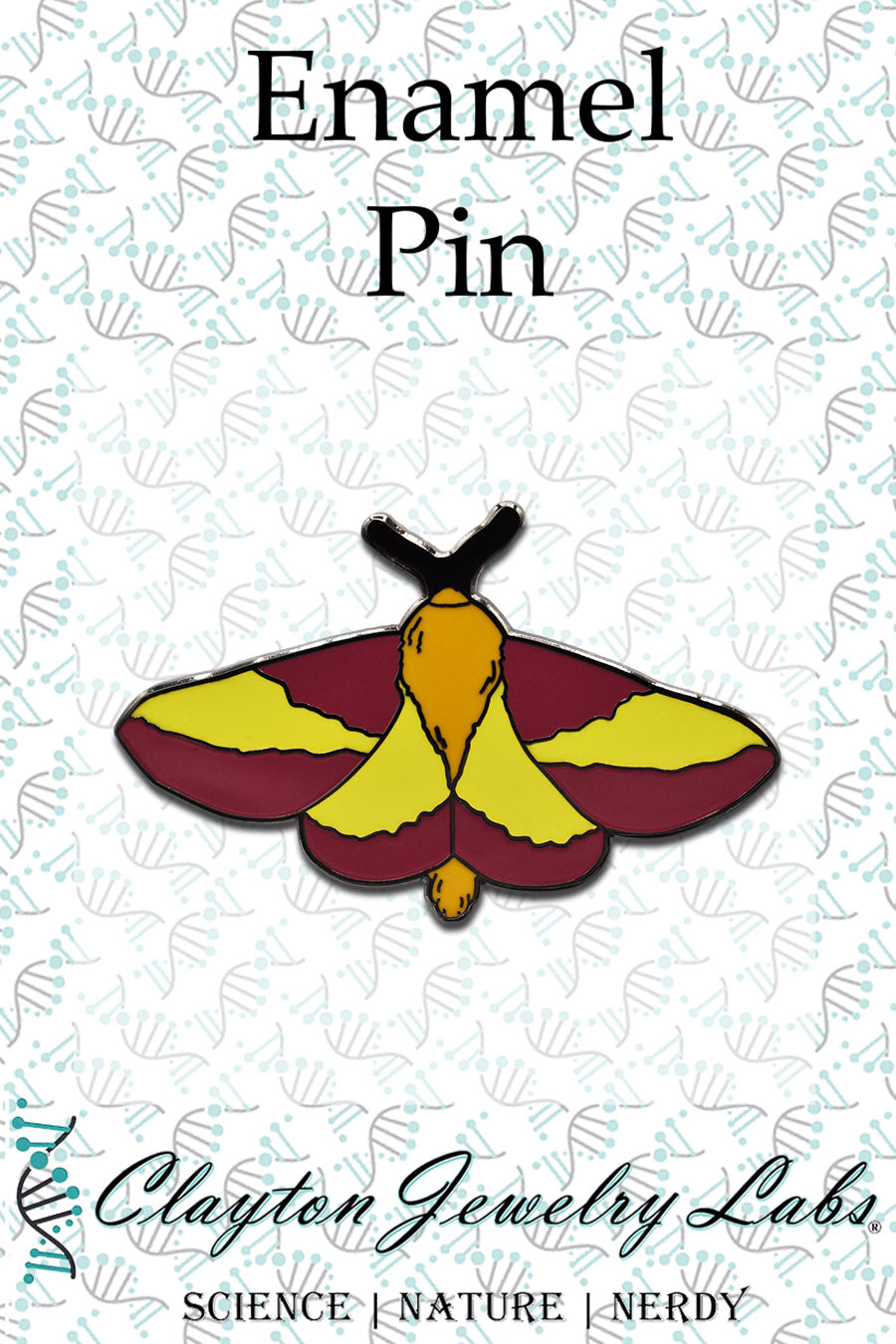 Black Rosie Maple Moth Insect Hard Enamel Pin - Clayton Jewelry Labs