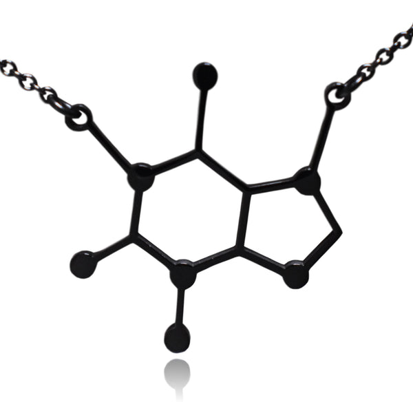 Black Stainless Steel Caffeine Molecule Necklace
