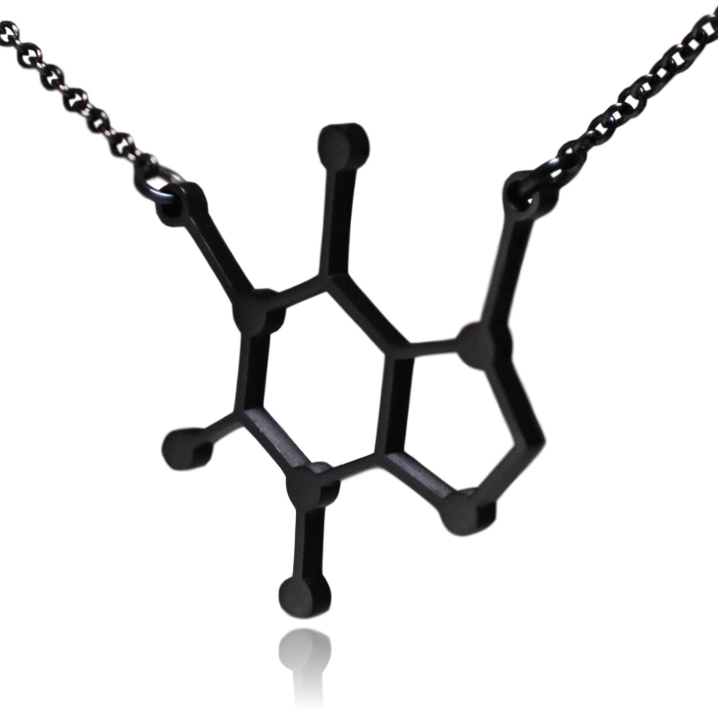 Black Stainless Steel Caffeine Molecule Necklace