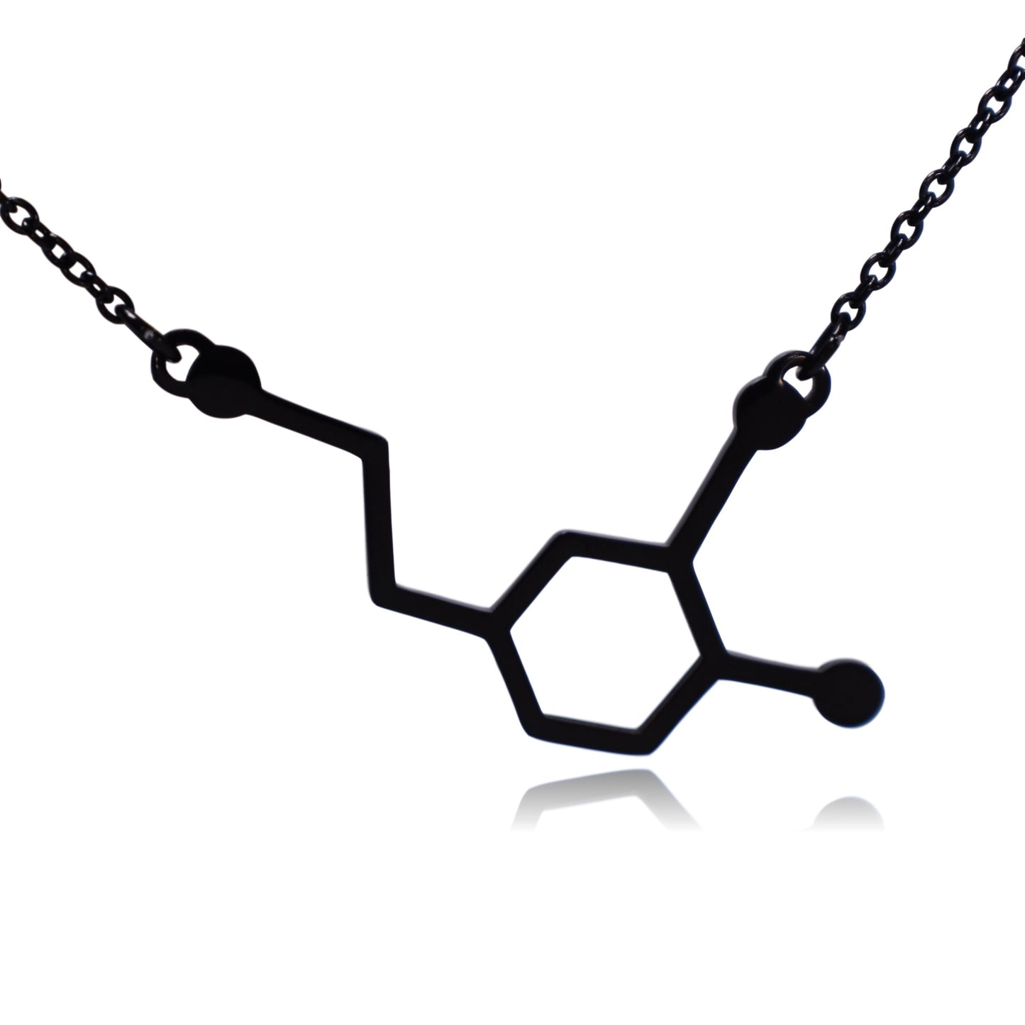 Black Dopamine Molecule Stainless Steel Necklace