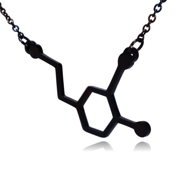 Black Dopamine Molecule Stainless Steel Necklace
