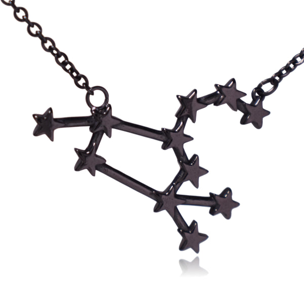 Black Leo Zodiac Constellation Stainless Steel Pendant Necklace
