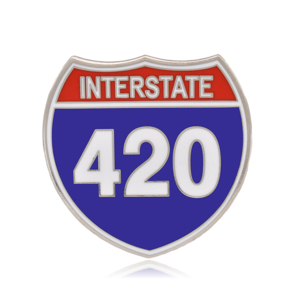 Interstate 420 Marijuana Weed Hard Enamel Lapel Pin