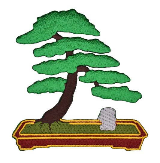 Green Bonsai Tree Embroidered Iron-on Patch