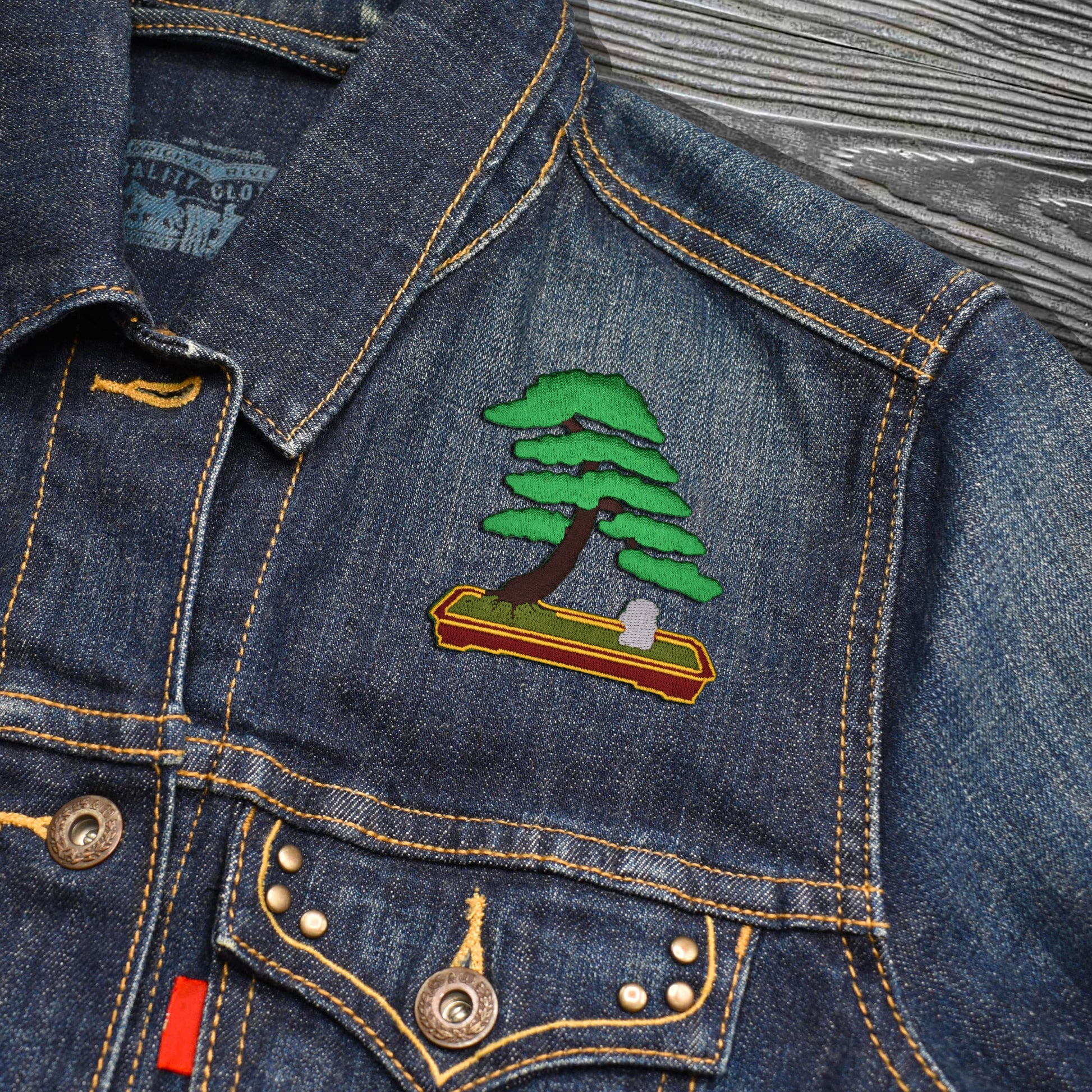bonsai tree patch Bonsai Tree Embroidered Iron-on Patch Green