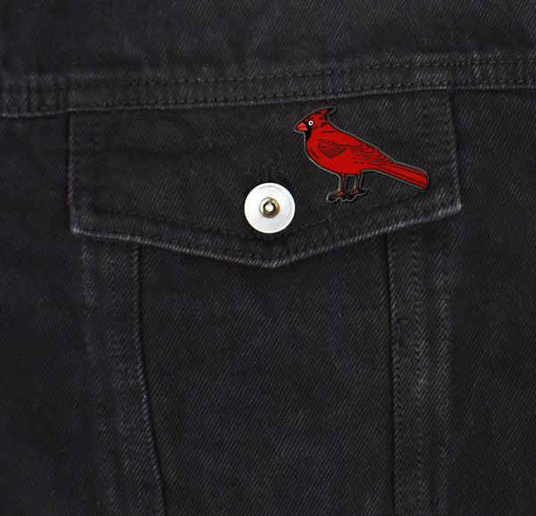 Red Cardinal Bird Hard Enamel Pin | Clayton Jewelry Labs