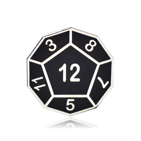 D12 Twelve-Sided Die Hard Enamel Lapel Pin