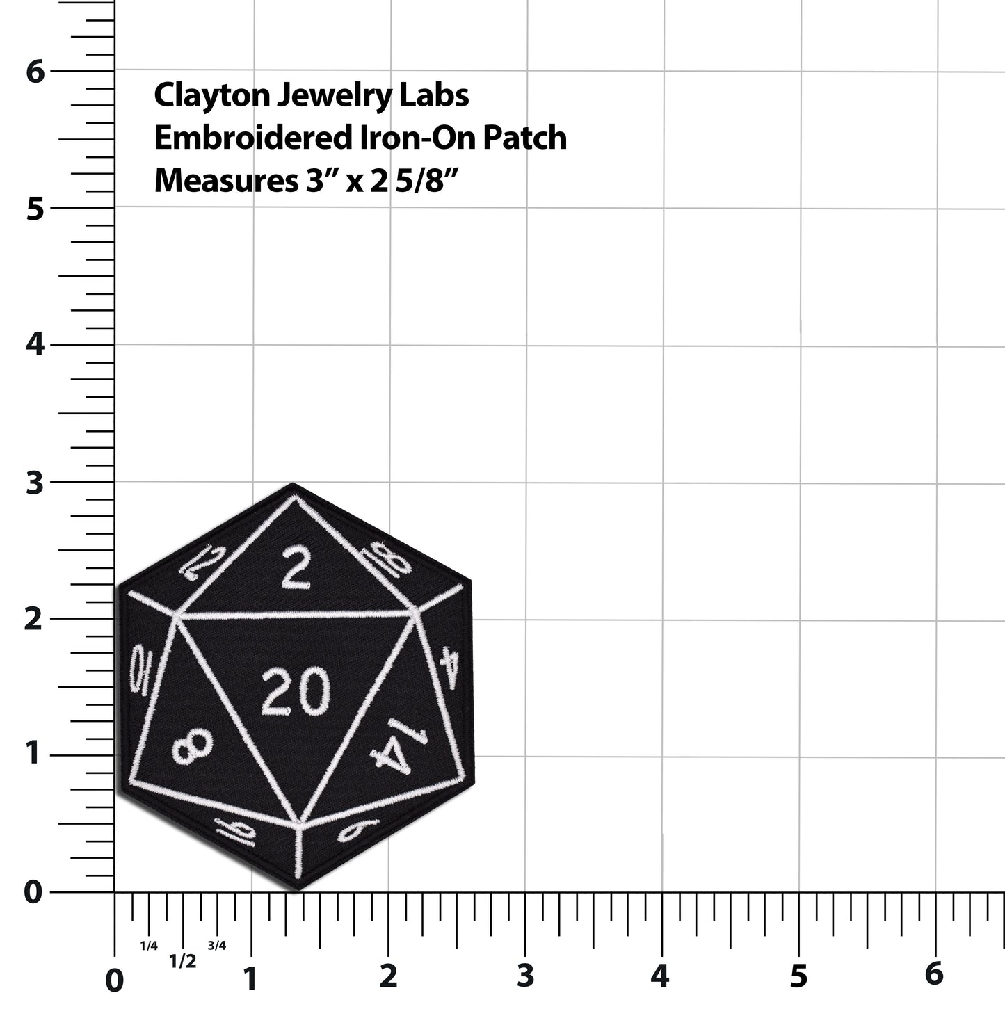 D20 Dice Iron-on Patch