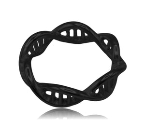 Black DNA Double Helix Science Stainless Steel Ring