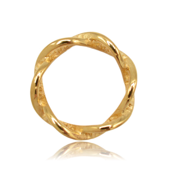 Gold DNA Double Helix Science Stainless Steel Ring