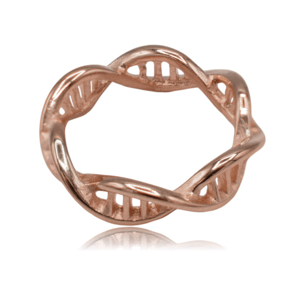 Rose Gold DNA Double Helix Science Stainless Steel Ring