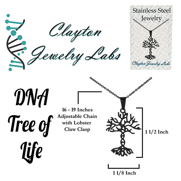 DNA Tree of Life Stainless Steel Pendant Necklace