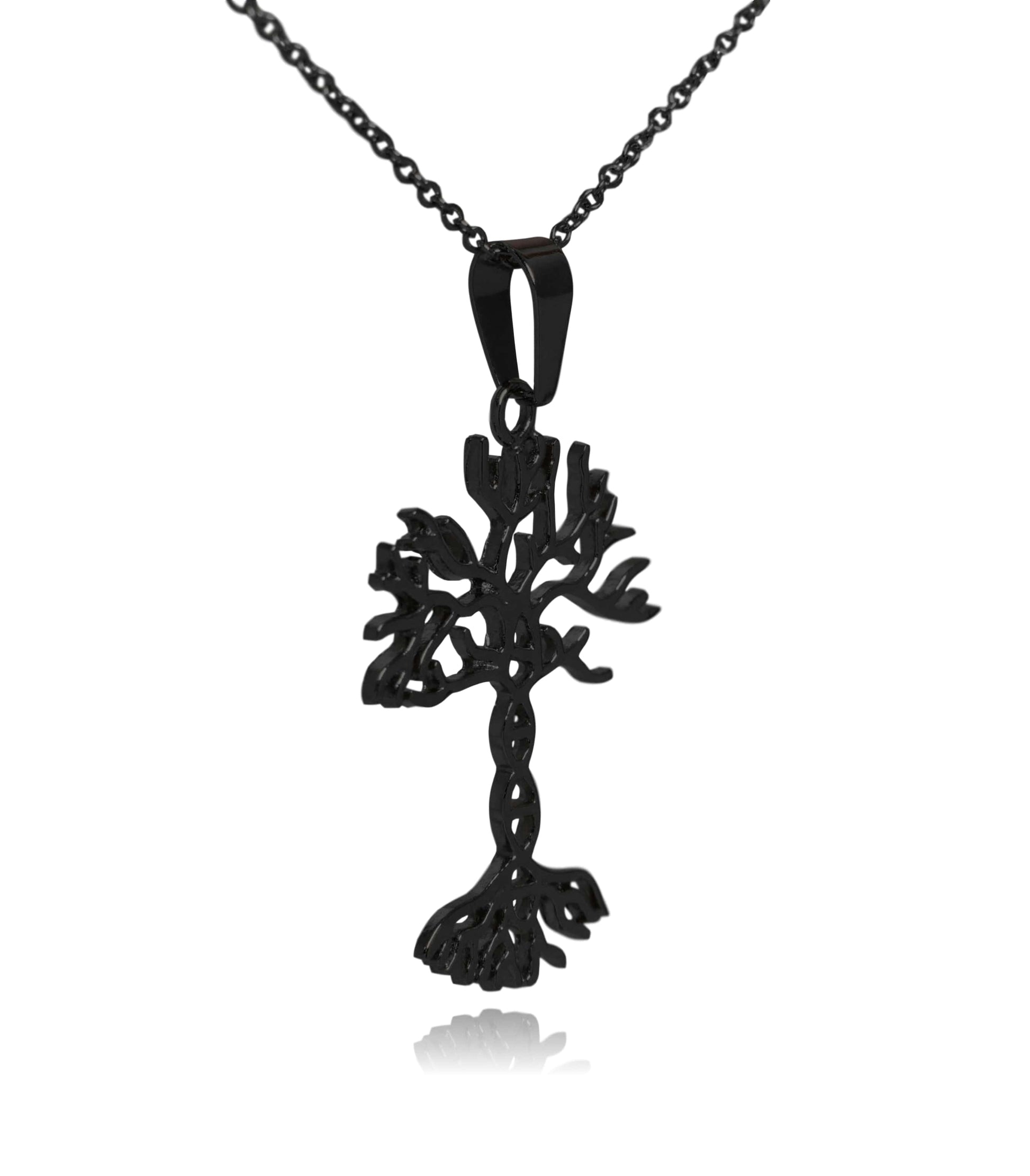 Black DNA Tree of Life Stainless Steel Pendant Necklace
