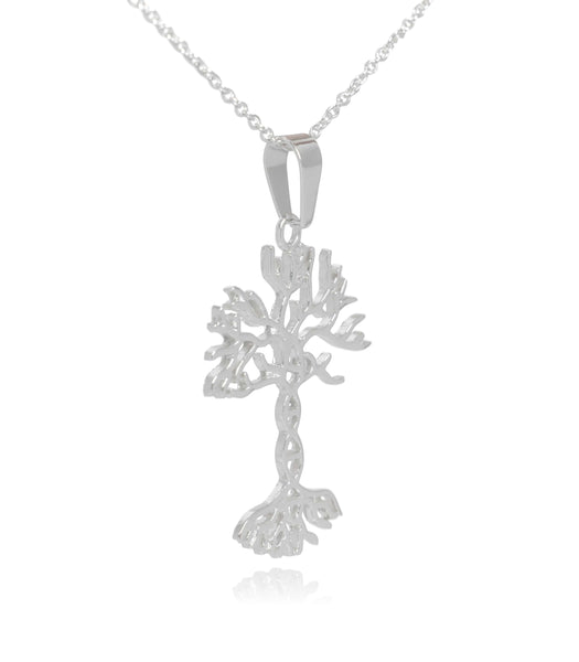 Silver DNA Tree of Life Stainless Steel Pendant Necklace