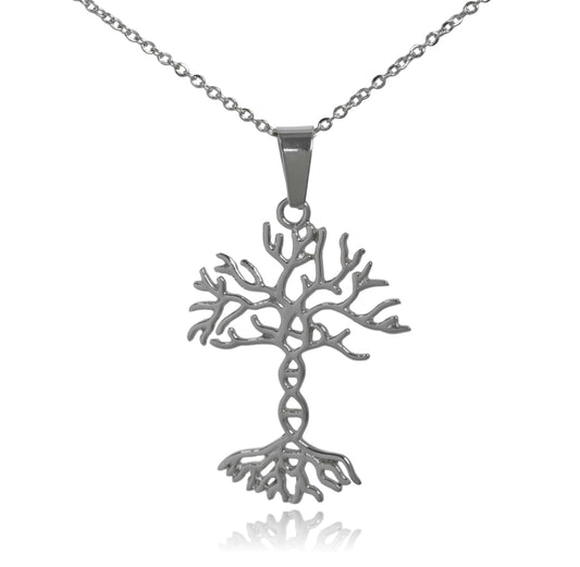 Steel DNA Tree of Life Stainless Steel Pendant Necklace