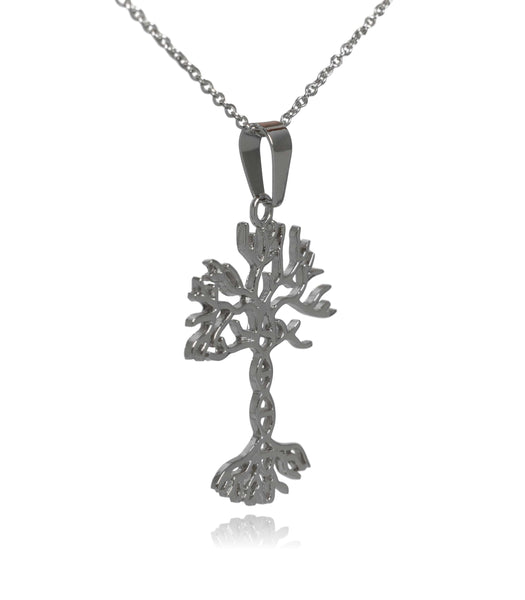 Steel DNA Tree of Life Stainless Steel Pendant Necklace