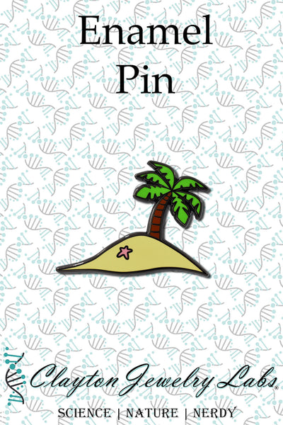 Black Deserted Island Palm Tree Hard Enamel Pin | Clayton Jewelry Labs