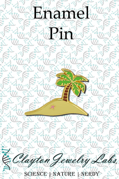 Gold Deserted Island Palm Tree Hard Enamel Pin | Clayton Jewelry Labs