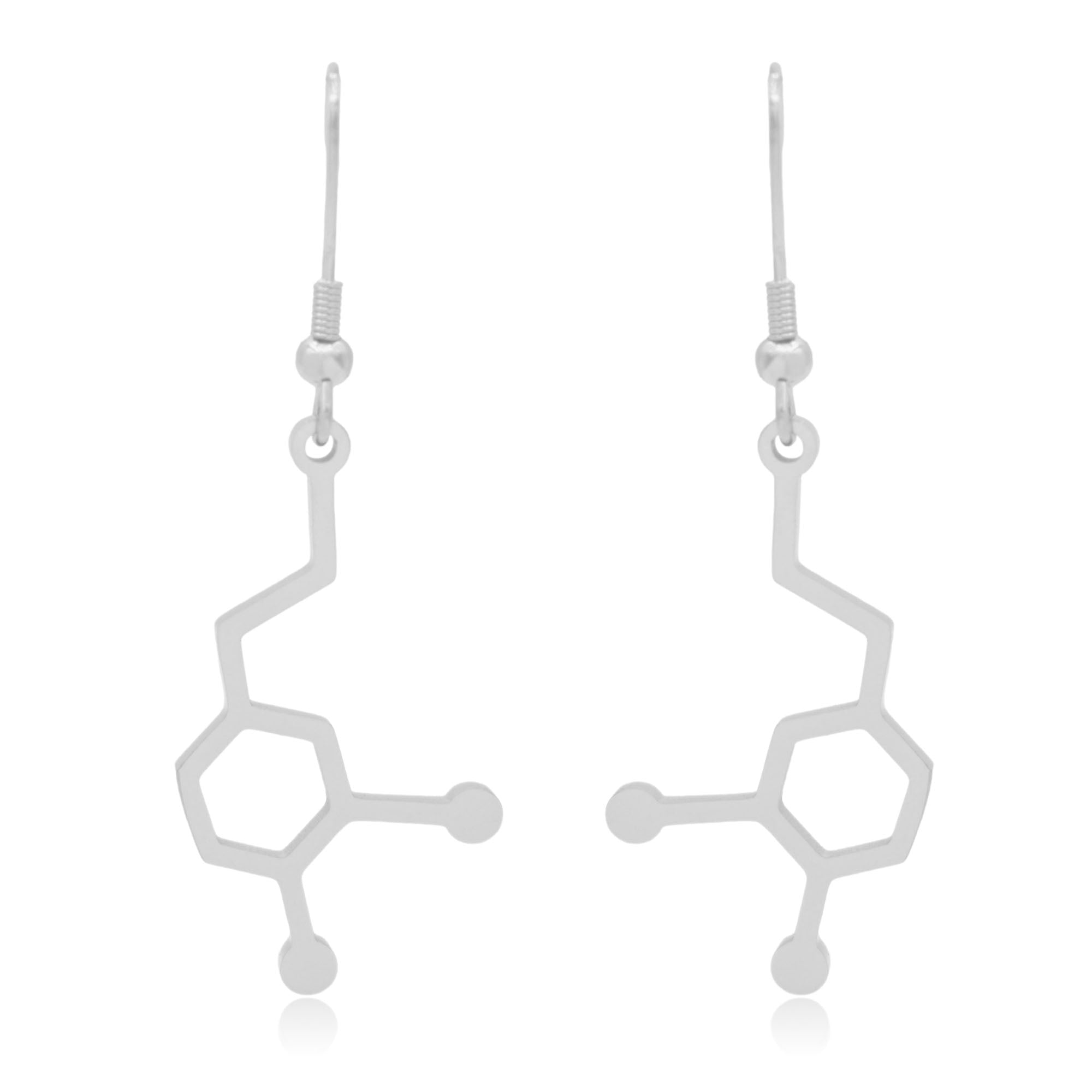 Dopamine Molecule Stainless Steel Dangle Earrings