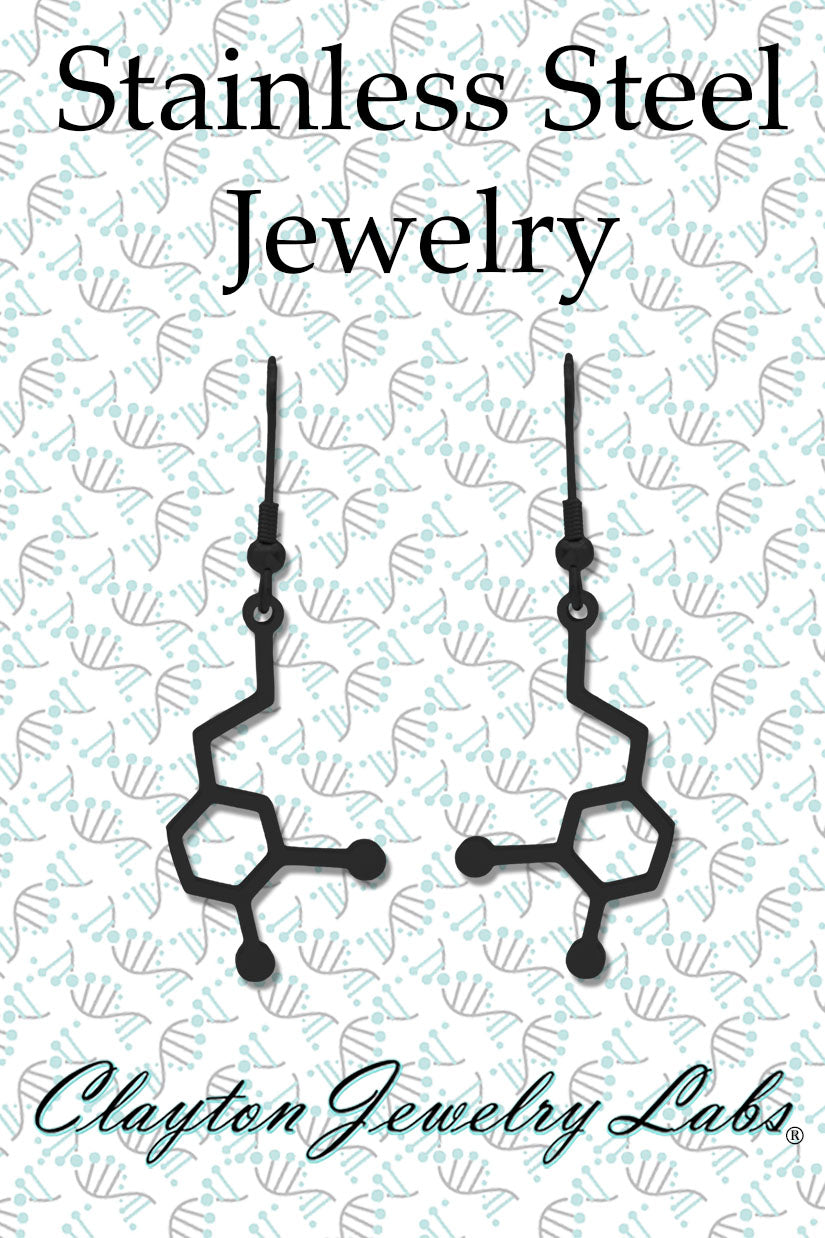 Dopamine Molecule Stainless Steel Dangle Earrings