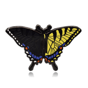 Bilateral Gynandromorph Eastern Tiger Swallowtail Butterfly Hard Enamel Pin - Clayton Jewelry Labs
