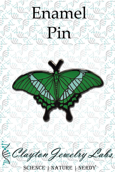 Emerald Swallowtail Butterfly Hard Enamel Pin - Clayton Jewelry Labs