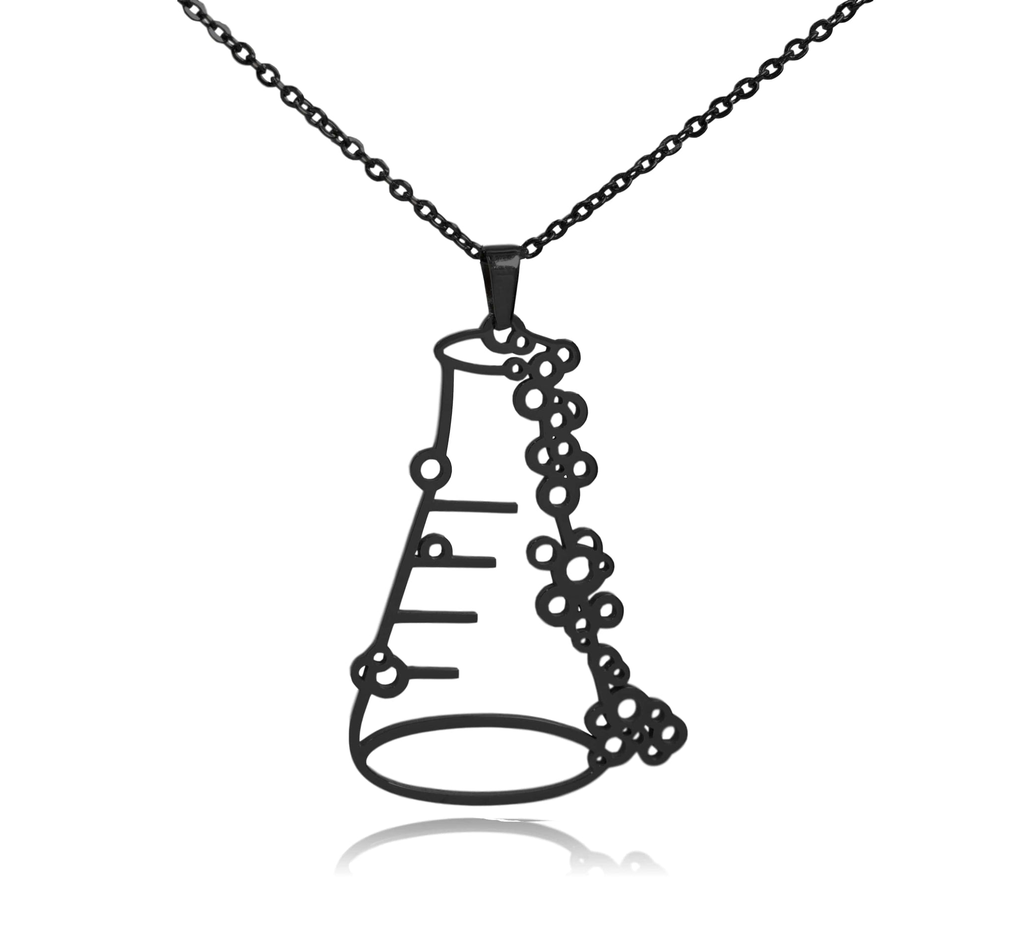 Black Erlenmeyer Flask Stainless Steel Pendant Necklace