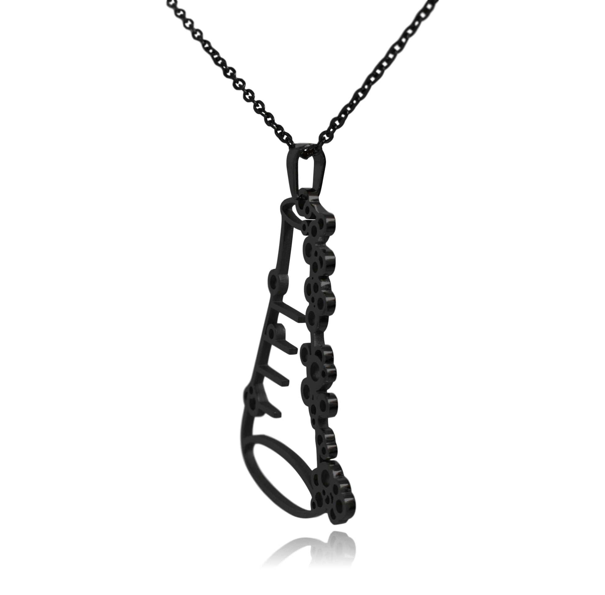Black Erlenmeyer Flask Stainless Steel Pendant Necklace